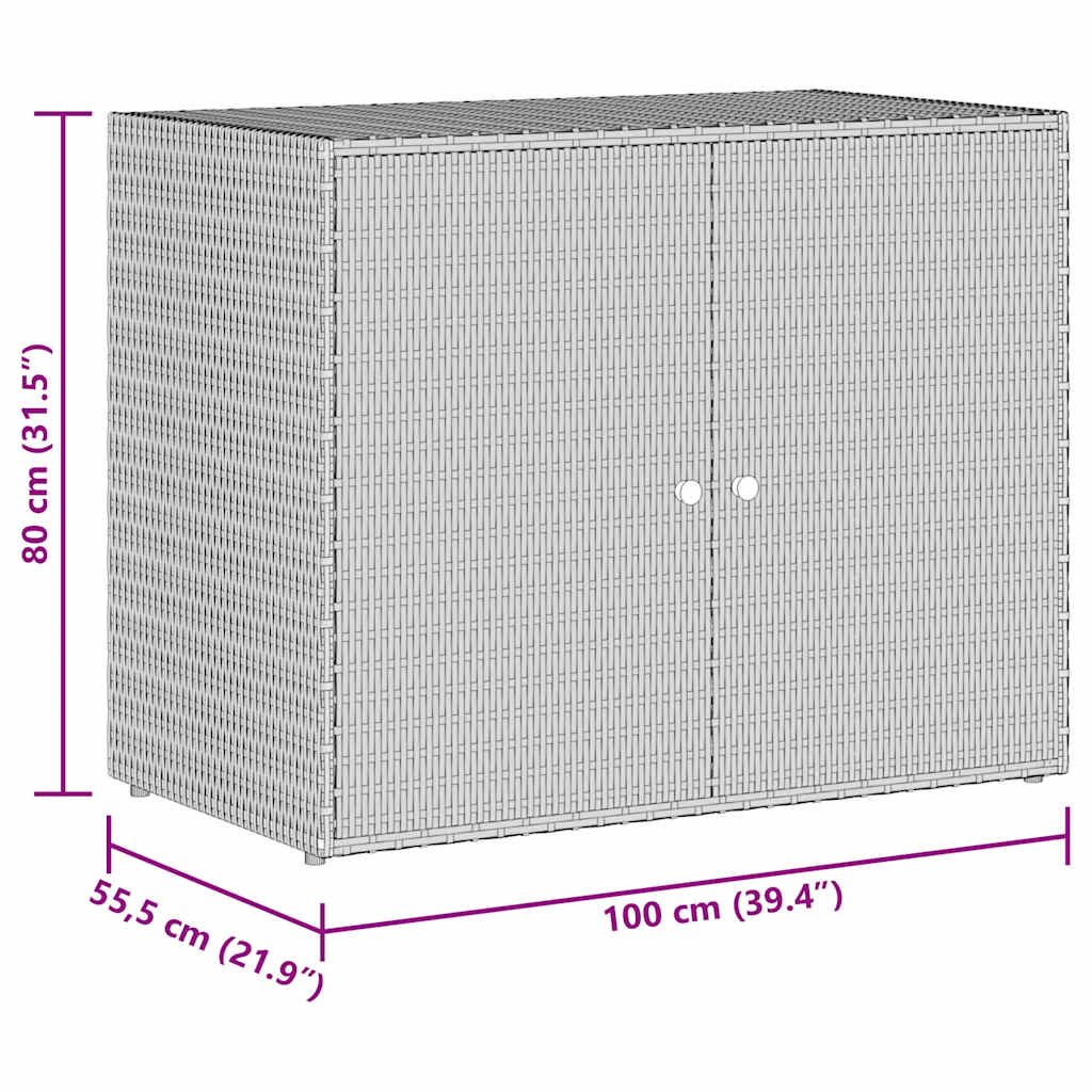 opbevaringsskab til haven 100x55,5x80 cm polyrattan grå