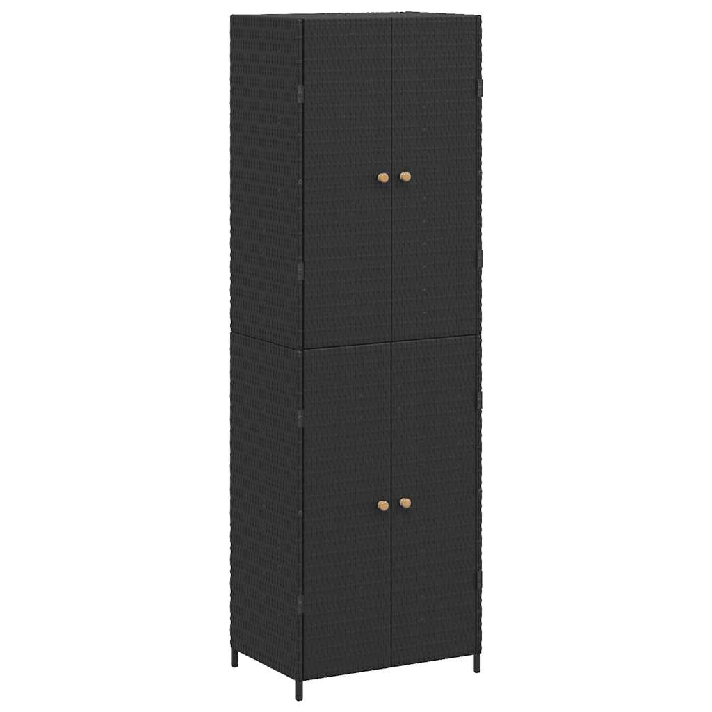 opbevaringsskab til haven 59x40x180 cm polyrattan sort