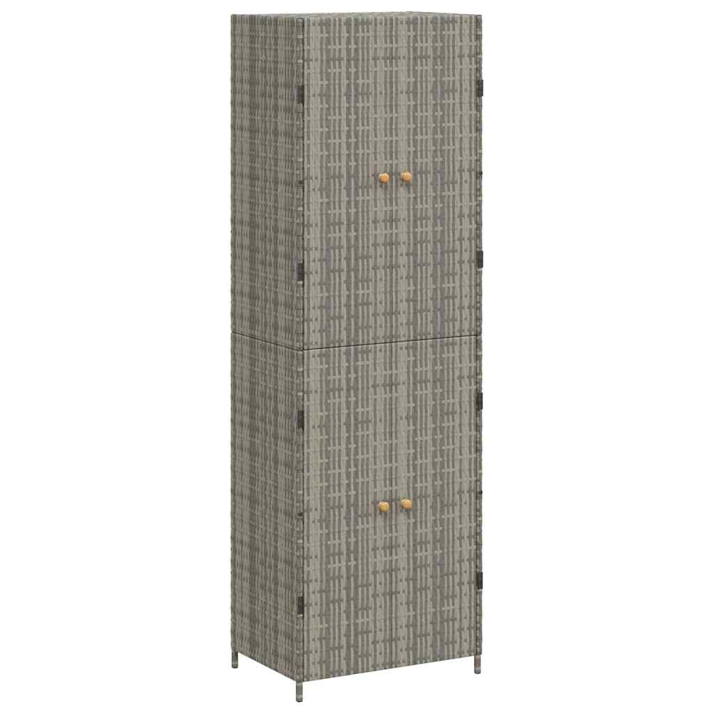 opbevaringsskab til haven 59x40x180 cm polyrattan grå