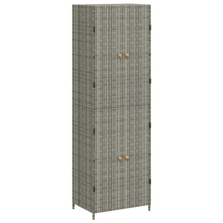 opbevaringsskab til haven 59x40x180 cm polyrattan grå