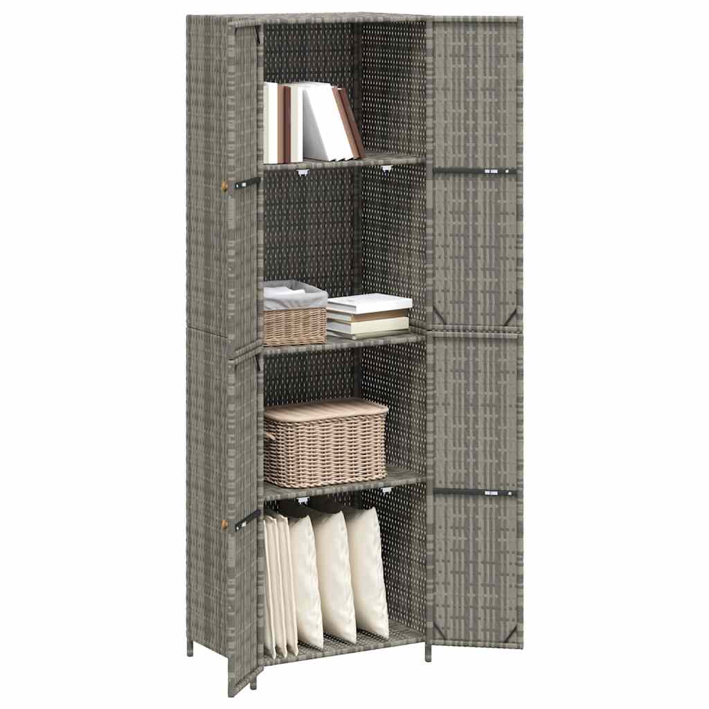 opbevaringsskab til haven 59x40x180 cm polyrattan grå