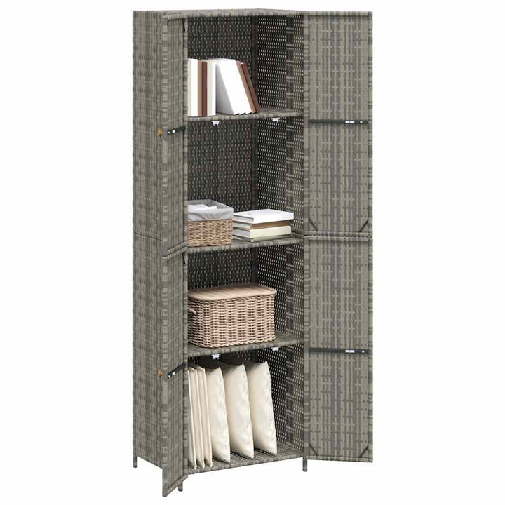 opbevaringsskab til haven 59x40x180 cm polyrattan grå