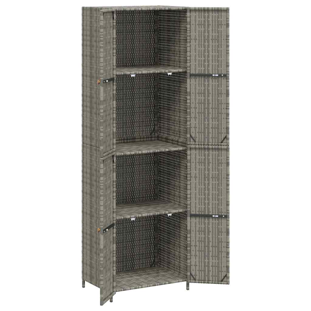 opbevaringsskab til haven 59x40x180 cm polyrattan grå