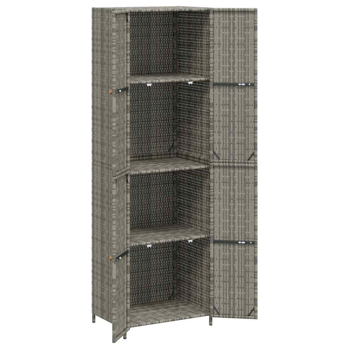opbevaringsskab til haven 59x40x180 cm polyrattan grå