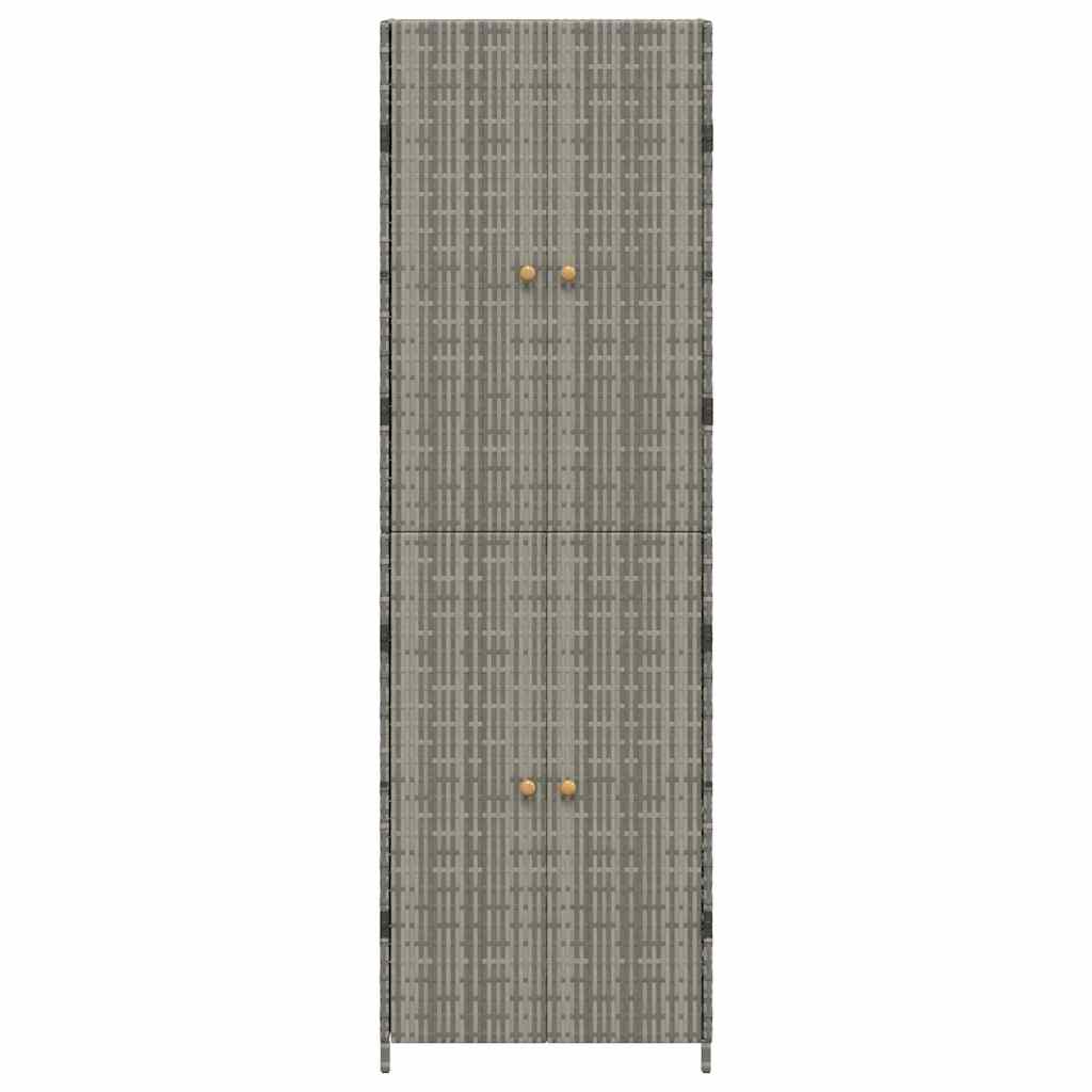 opbevaringsskab til haven 59x40x180 cm polyrattan grå