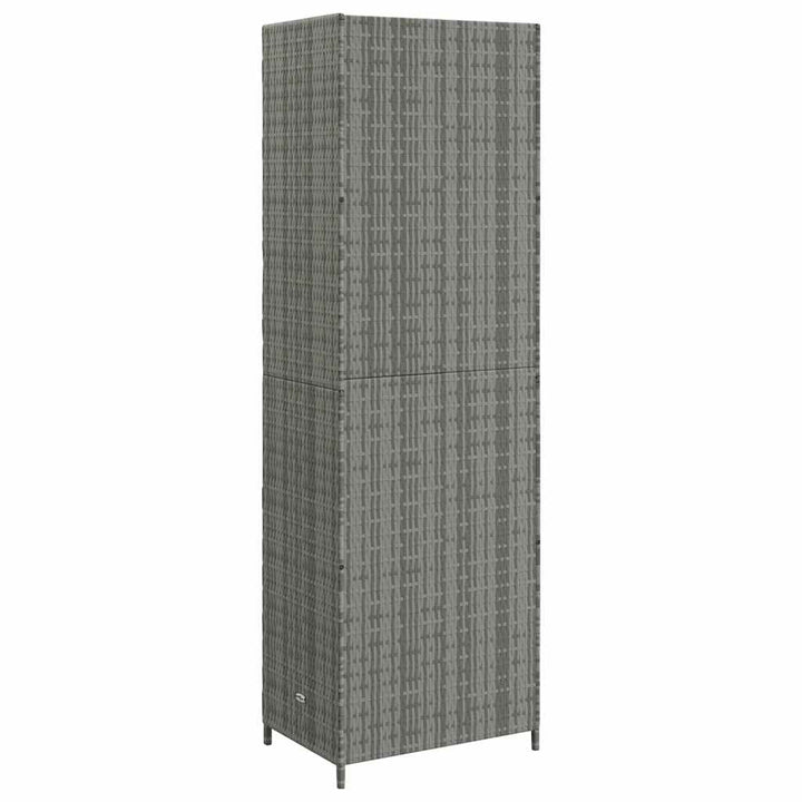 opbevaringsskab til haven 59x40x180 cm polyrattan grå
