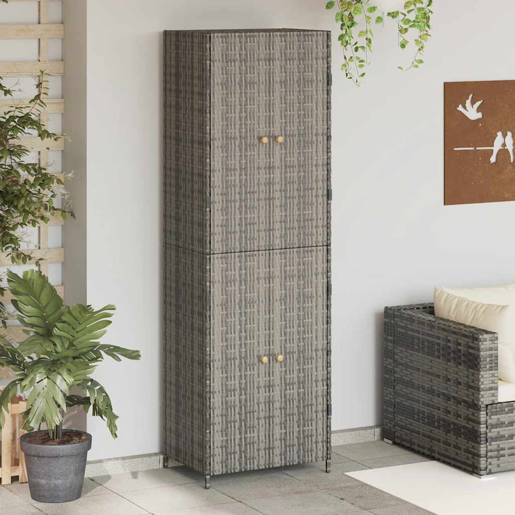 opbevaringsskab til haven 59x40x180 cm polyrattan grå
