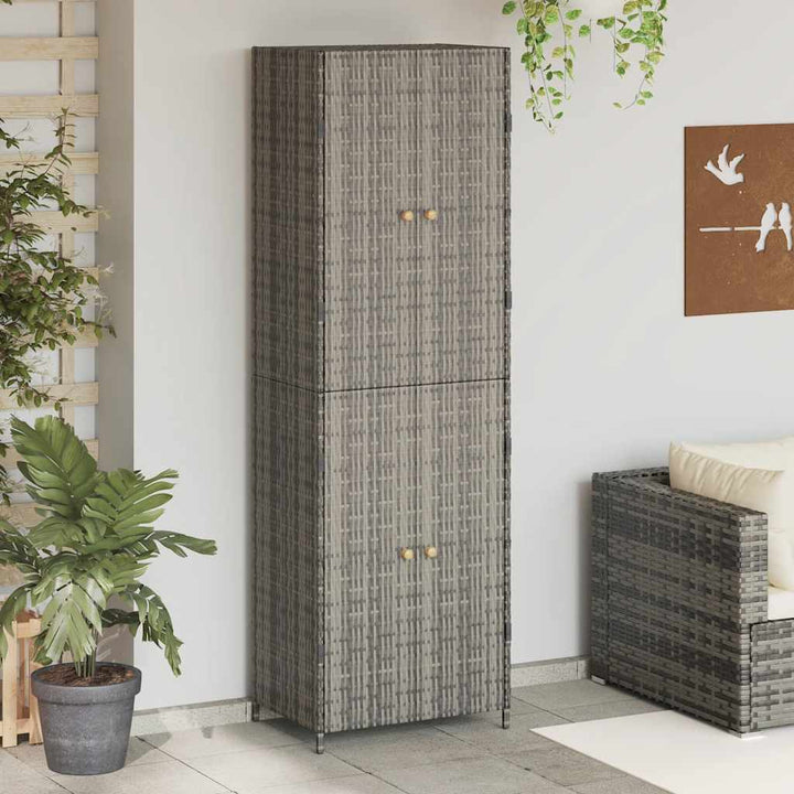 opbevaringsskab til haven 59x40x180 cm polyrattan grå