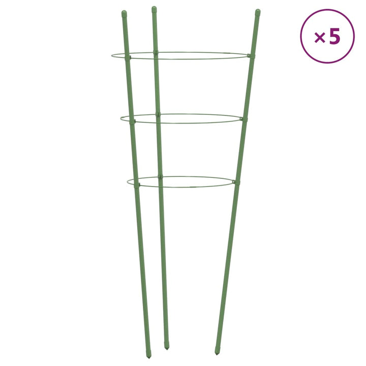 plantestativ med 3 ringe 5 stk. 60 cm stål grøn