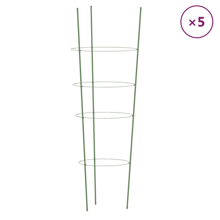 plantestativ med 4 ringe 5 stk. 90 cm stål grøn
