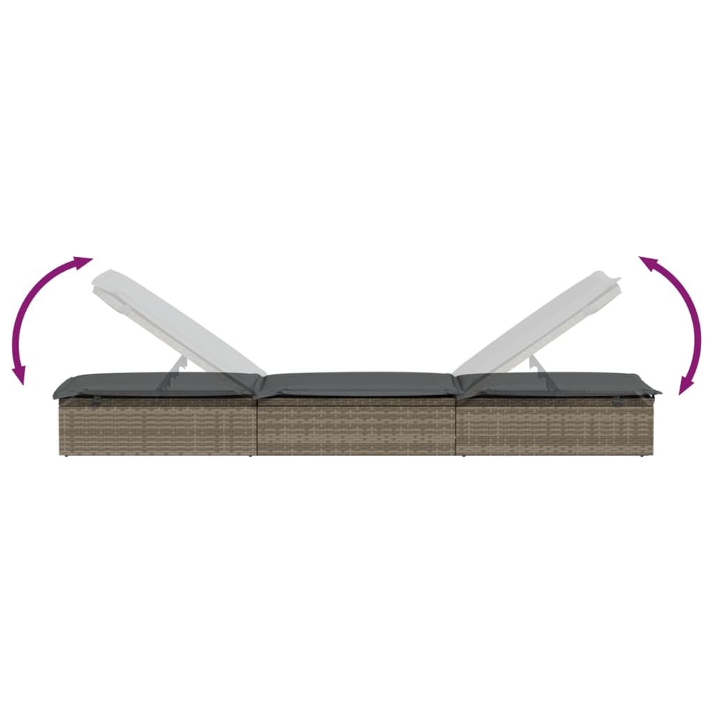 liggestol 1 stk. med hynde 201x55x62 cm polyrattan grå