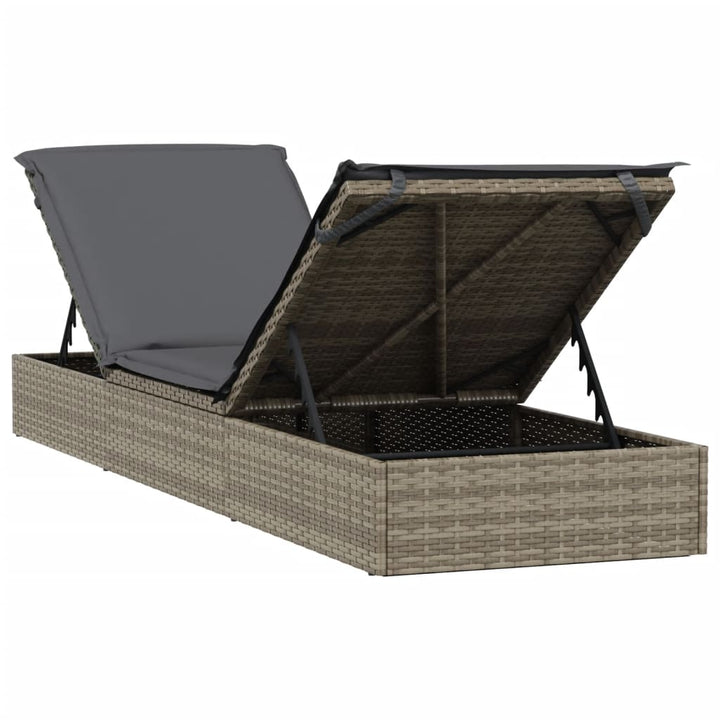 liggestol 1 stk. med hynde 201x55x62 cm polyrattan grå