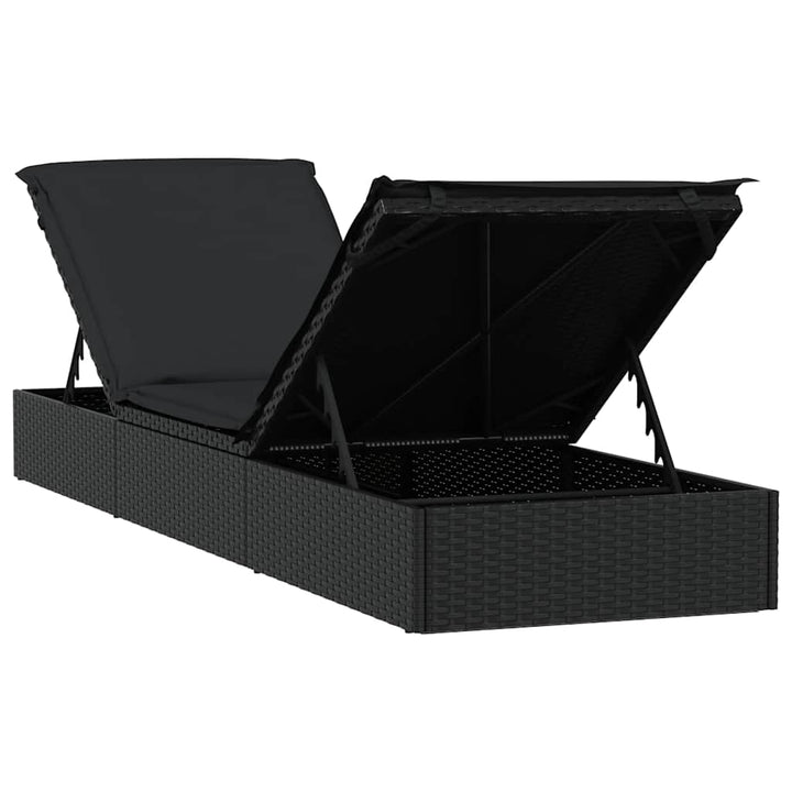 liggestol 1 stk. med bord polyrattan sort