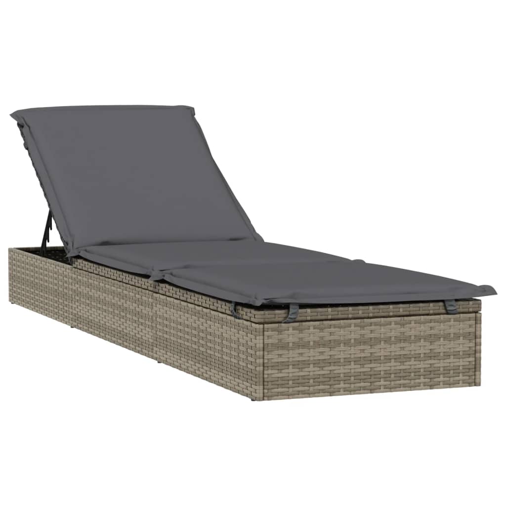 liggestol med rundt tag 211x57x140 cm polyrattan grå