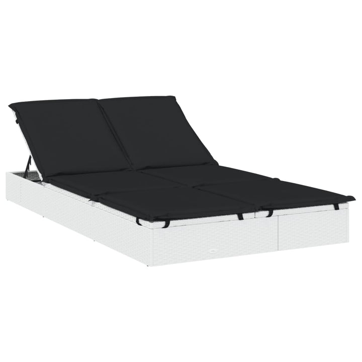 2-personers solseng med hynder polyrattan hvid