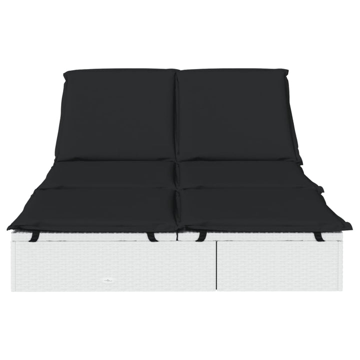 2-personers solseng med hynder polyrattan hvid