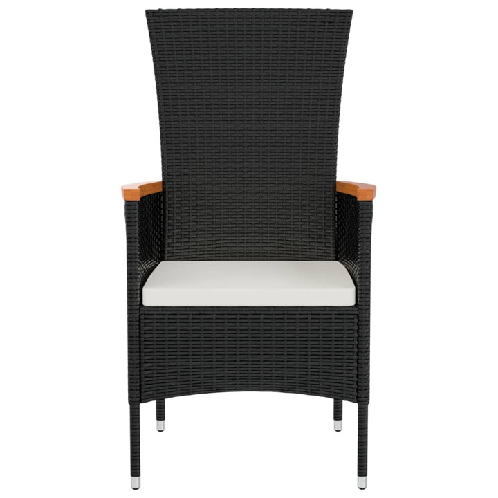 havestole med hynder 2 stk. polyrattan sort