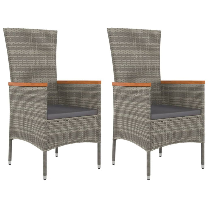 havestole med hynder 2 stk. polyrattan grå