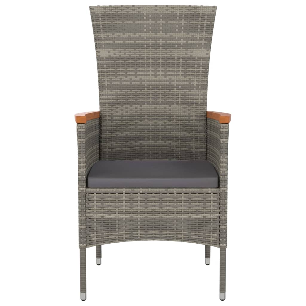 havestole med hynder 2 stk. polyrattan grå