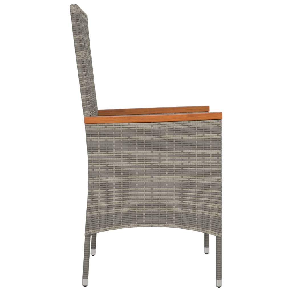havestole med hynder 2 stk. polyrattan grå