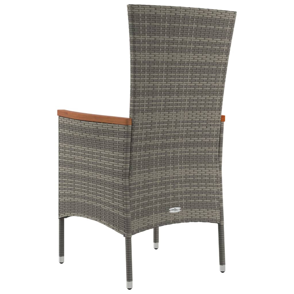 havestole med hynder 2 stk. polyrattan grå