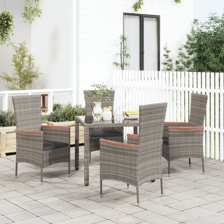 havestole med hynder 4 stk. polyrattan grå