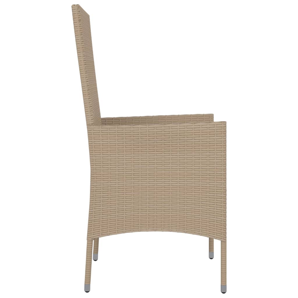 havestole med hynder 2 stk. polyrattan beige
