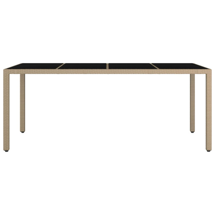 havebord med glasbordplade polyrattan og hærdet glas beige