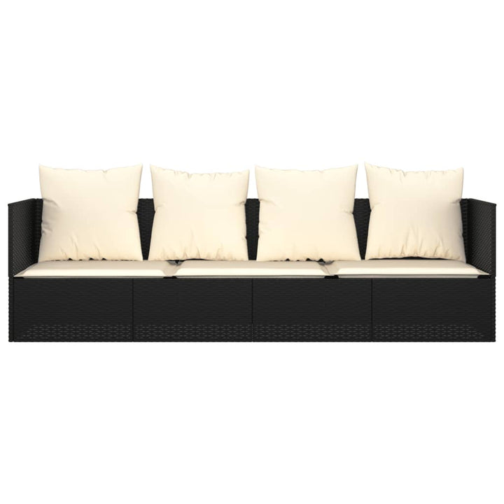 udendørs loungesofa med hynder polyrattan sort