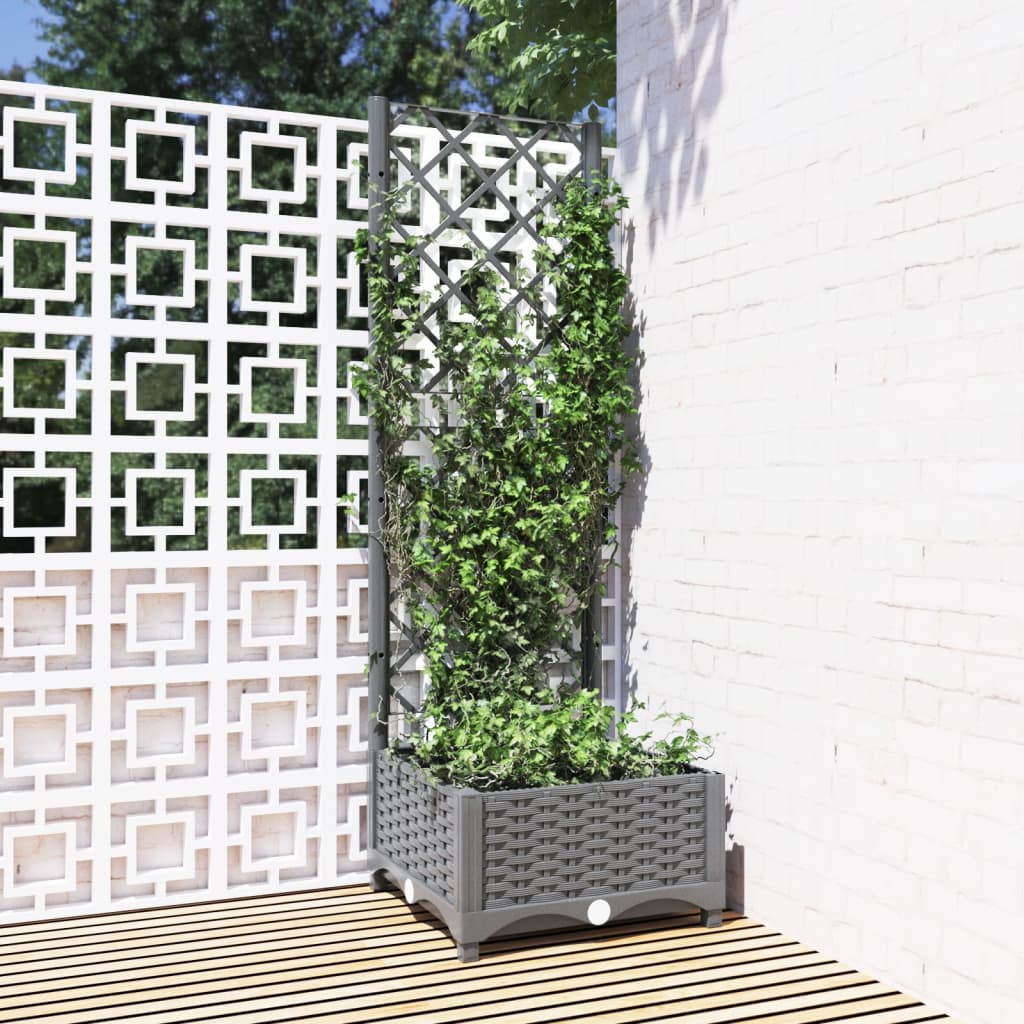 plantekasse med espalier 40x40x121,5 cm PP lysegrå