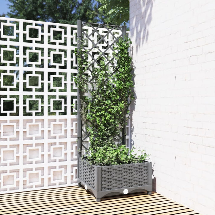 plantekasse med espalier 40x40x121,5 cm PP lysegrå
