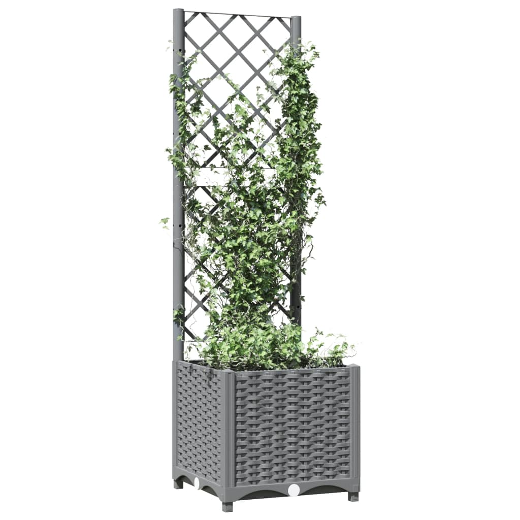 plantekasse med espalier 40x40x136 cm PP lysegrå