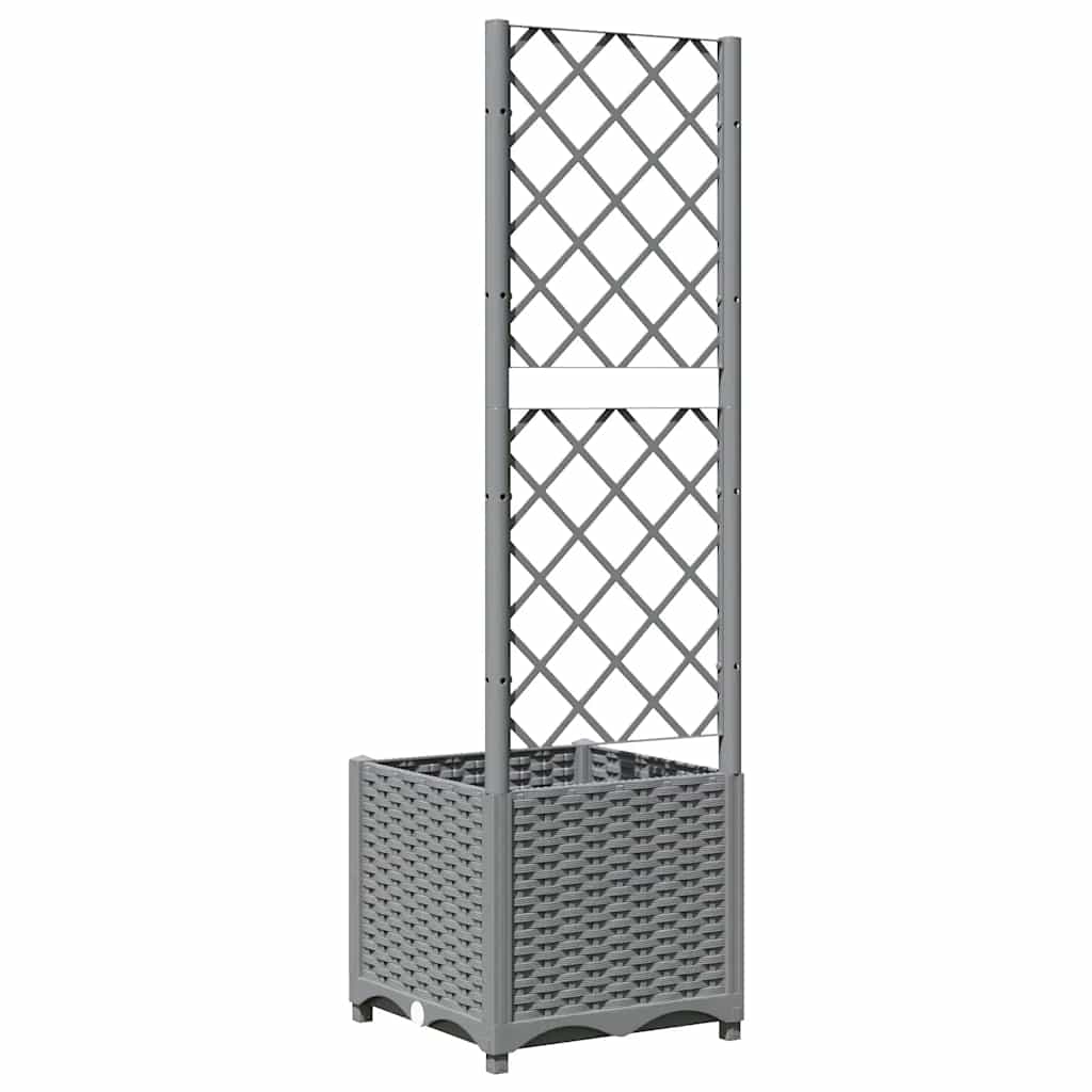 plantekasse med espalier 40x40x136 cm PP lysegrå