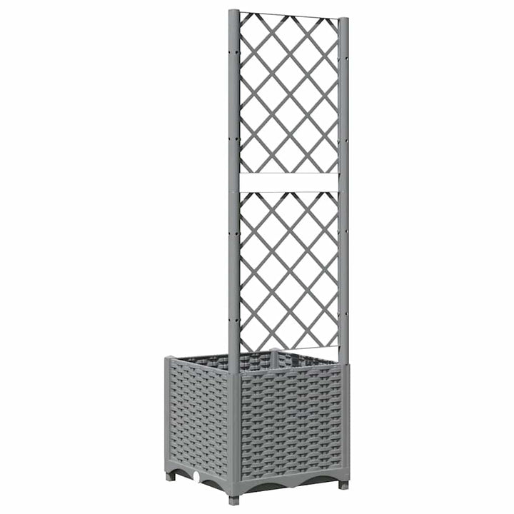 plantekasse med espalier 40x40x136 cm PP lysegrå