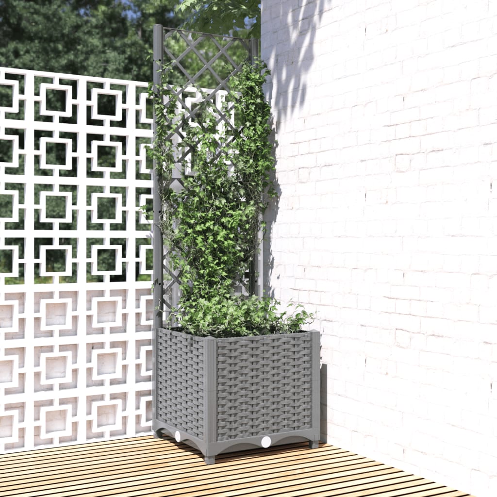 plantekasse med espalier 40x40x136 cm PP lysegrå