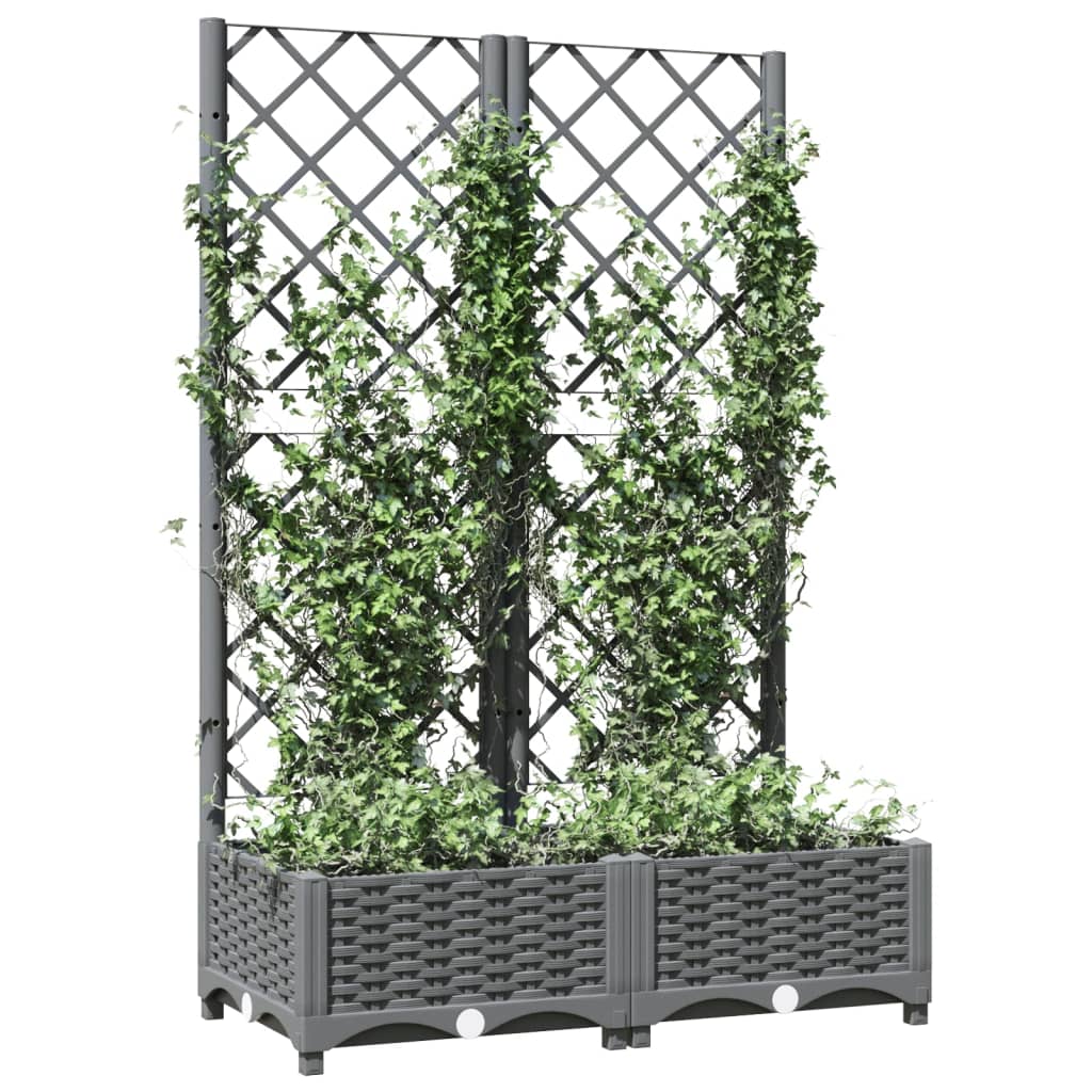plantekasse med espalier 80x40x121,5 cm PP lysegrå