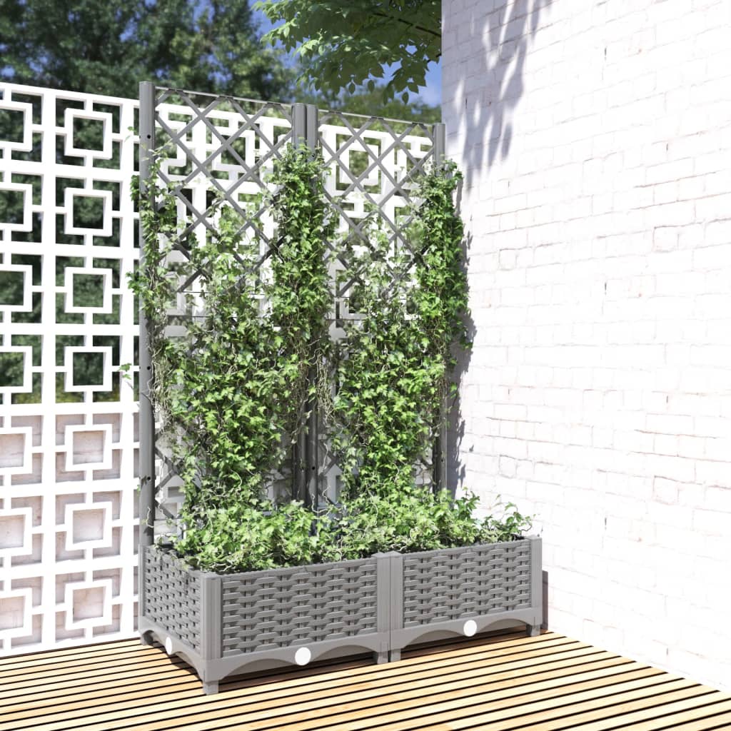 plantekasse med espalier 80x40x121,5 cm PP lysegrå