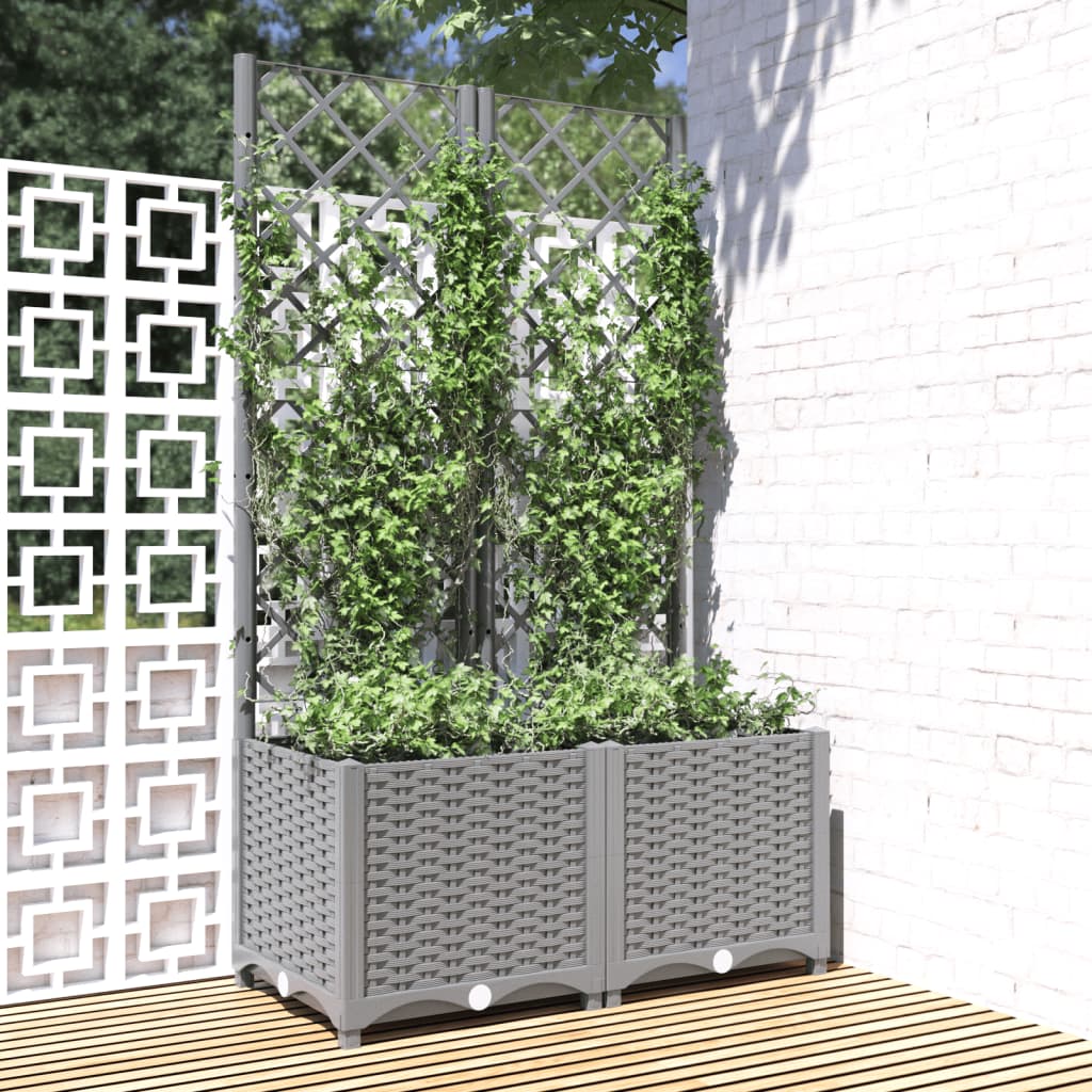 plantekasse med espalier 80x40x136 cm PP lysegrå