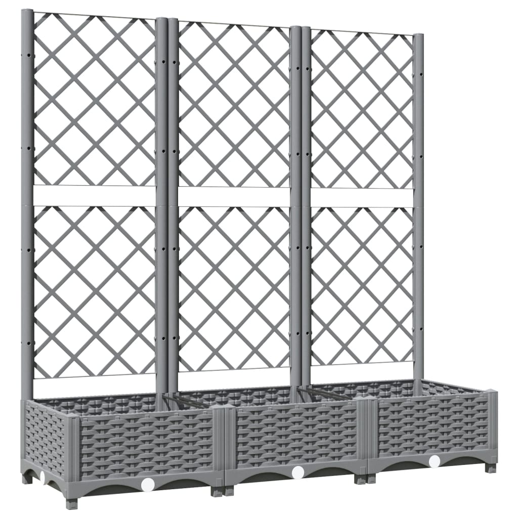 plantekasse med espalier 120x40x121,5 cm PP lysegrå
