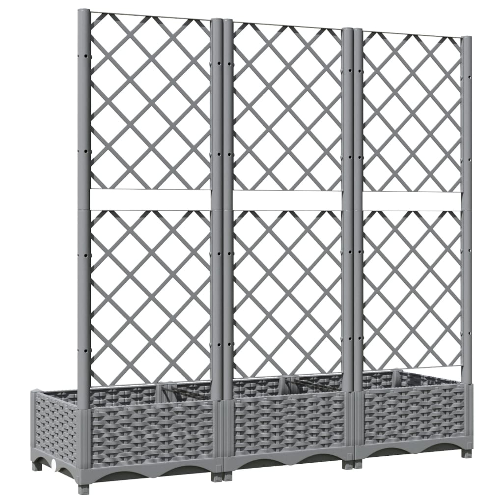 plantekasse med espalier 120x40x121,5 cm PP lysegrå