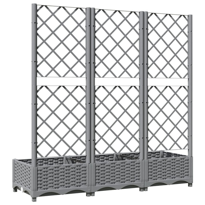 plantekasse med espalier 120x40x121,5 cm PP lysegrå
