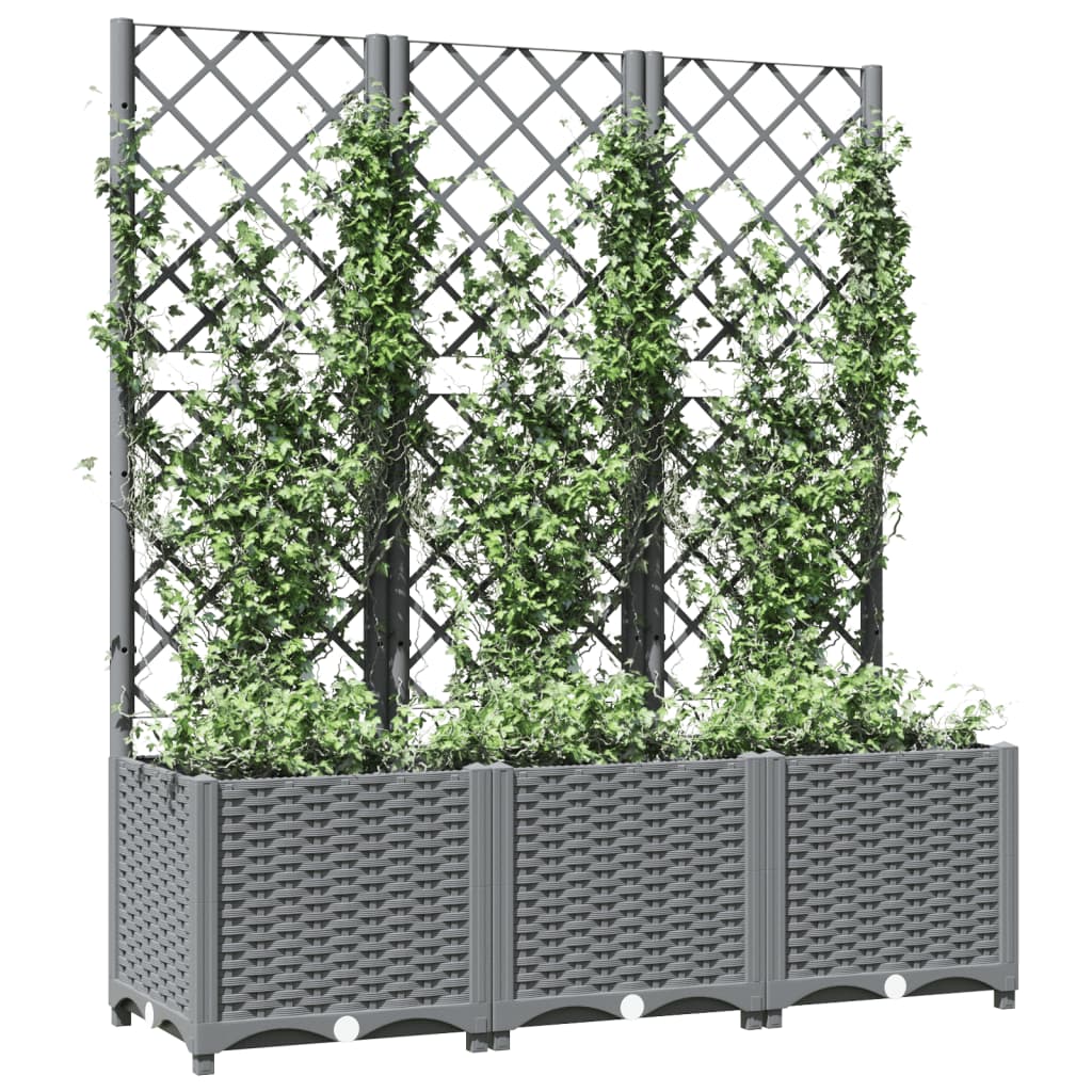 plantekasse med espalier 120x40x136 cm PP lysegrå