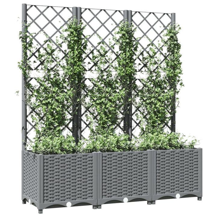 plantekasse med espalier 120x40x136 cm PP lysegrå