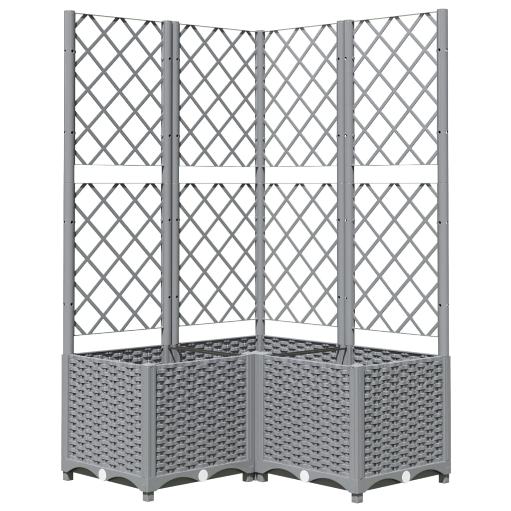 plantekasse med espalier 80x80x136 cm PP lysegrå