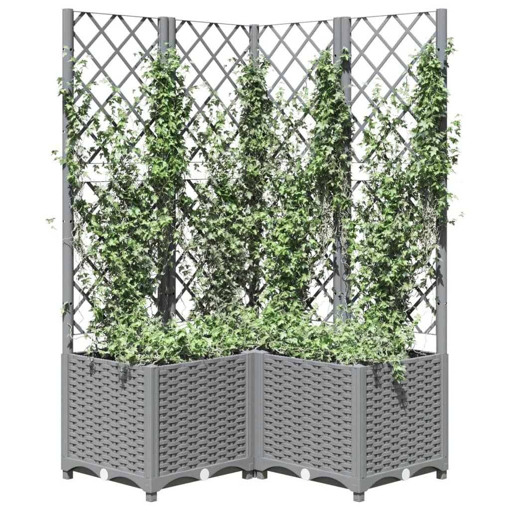 plantekasse med espalier 80x80x136 cm PP lysegrå