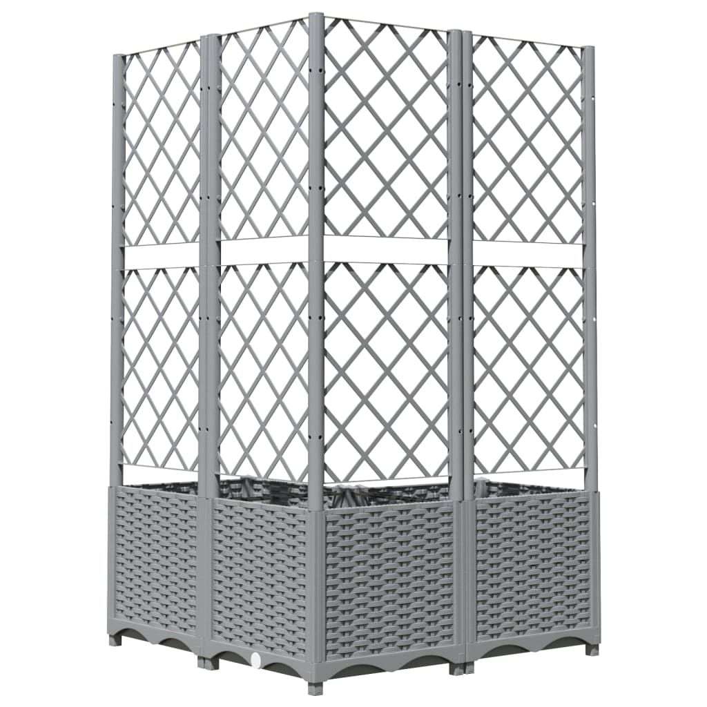 plantekasse med espalier 80x80x136 cm PP lysegrå
