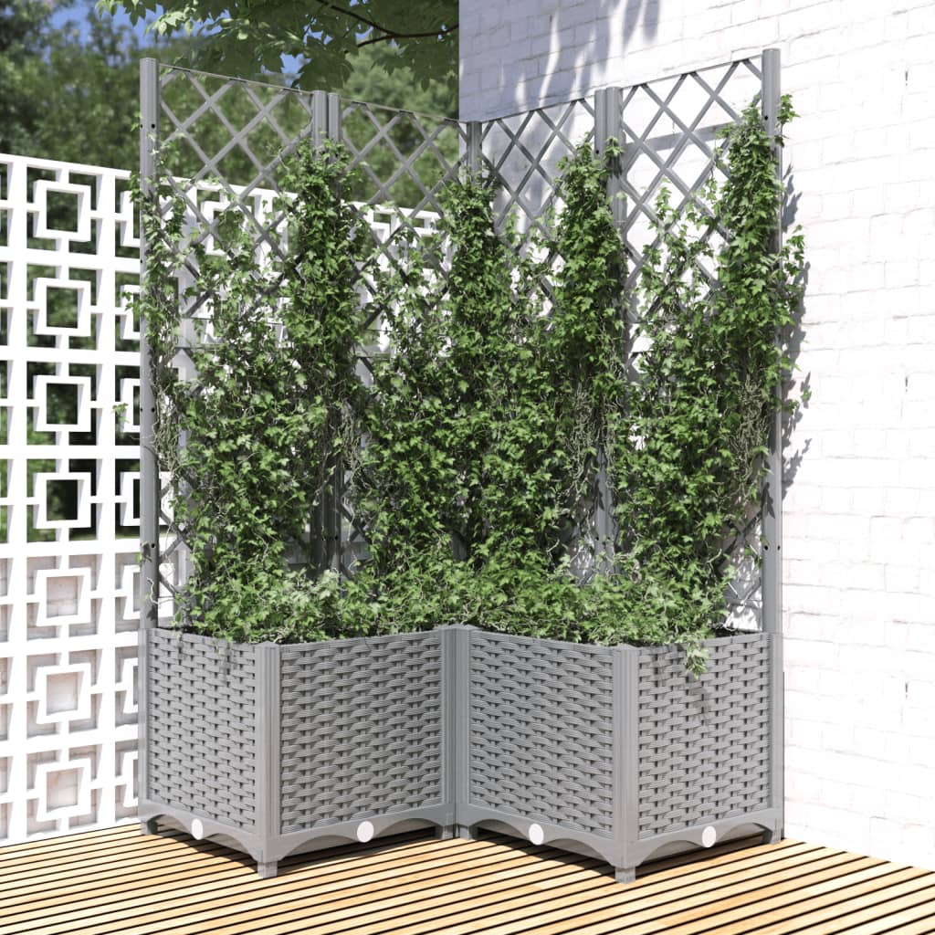 plantekasse med espalier 80x80x136 cm PP lysegrå