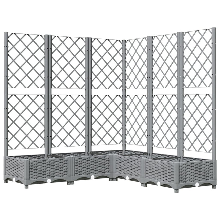 plantekasse med espalier 120x120x121,5 cm PP lysegrå