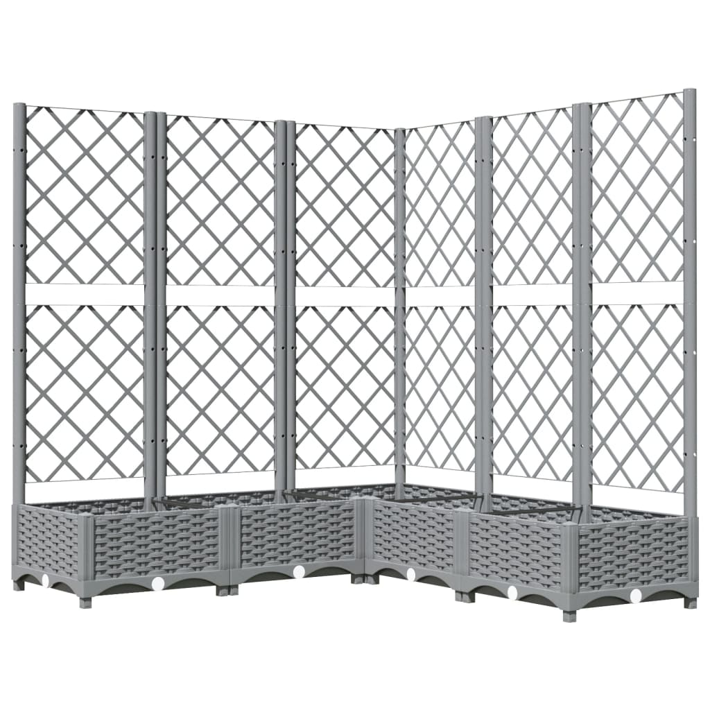 plantekasse med espalier 120x120x121,5 cm PP lysegrå