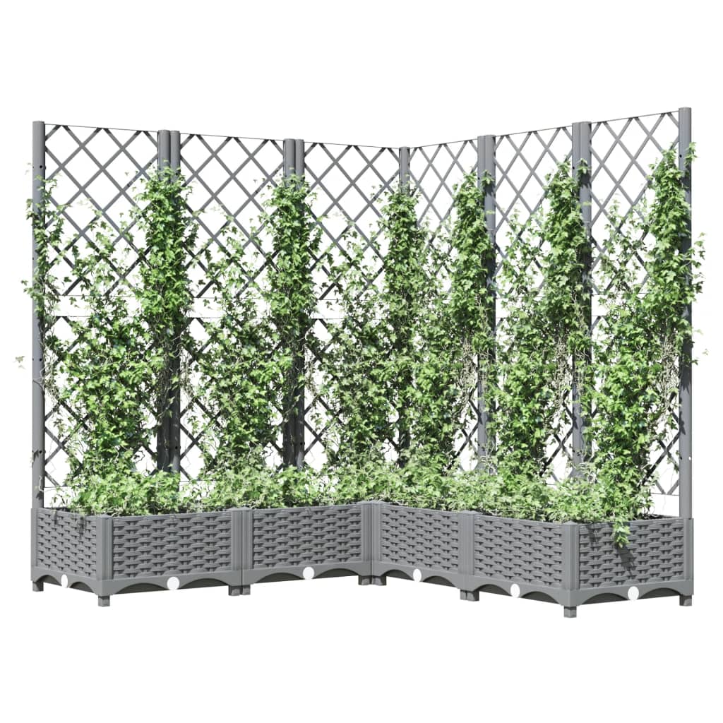 plantekasse med espalier 120x120x121,5 cm PP lysegrå